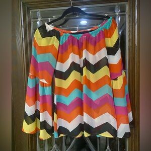 Voll Multicolor Chevron Print Sheer Top – Size Small